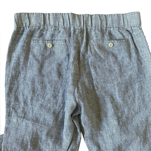 ATHLETA blue & white pinstriped 100% linen wide leg pants size 14 - Picture 5 of 7